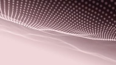 Kırmızı noktalardan gelen dalgalı çizgilerle soyut arkaplan, neon çizgilerden yüzeye çıkan animasyon dalgalanmaları, pürüzsüz döngülerin canlandırılması