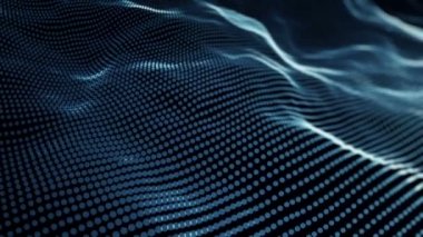 Turkuaz noktalardan gelen dalgalı çizgilerle soyut arkaplan, neon hatlarından yüzeye çıkan animasyon dalgalanmaları, pürüzsüz döngü animasyonları