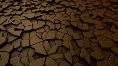 Altın çokgenlerin dalga mozaiğinin animasyonuna sahip teknolojik arka plan, kusursuz döngünün animasyonu 