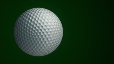 Golf için yavaş dönen topun animasyonu. Gerçekçi dokuya ve ışığa sahip yakın çekim görüntüsü. Kusursuz döngünün animasyonu.