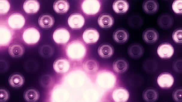 Animation d'ampoules clignotantes roses sur mur led, Animation de boucle transparente, concept de lumières de scène  