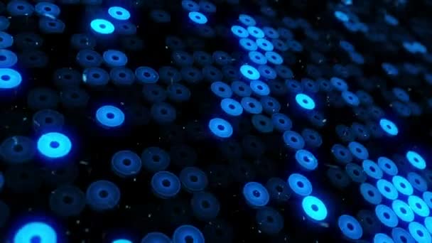 Abstrakter Hintergrund Mit Blinkendem Boden Aus Blauen Led Lichtern Und — Stockvideo