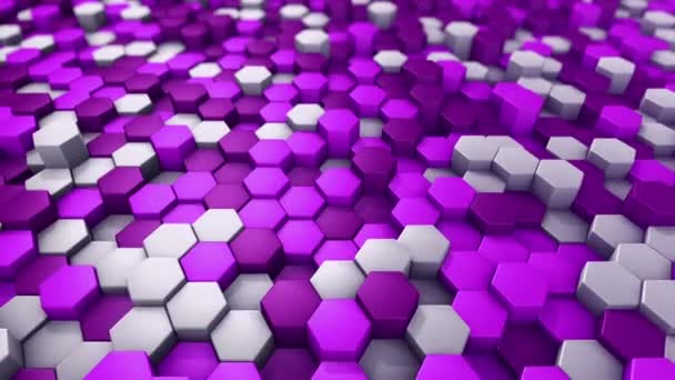 Astratto Sfondo Tecnologico Con Animazione Onda Mosaico Esagoni Viola Animazione — Video Stock