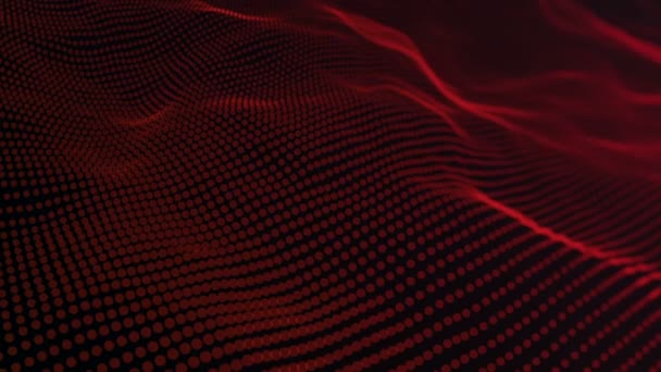 Fondo Abstracto Con Líneas Onduladas Puntos Rojos Ondulaciones Animación Superficie — Vídeo de stock