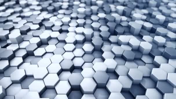 Abstract Technological Background Animation Wave Mosaic Grey Hexagons Animation Seamless — Stock Video