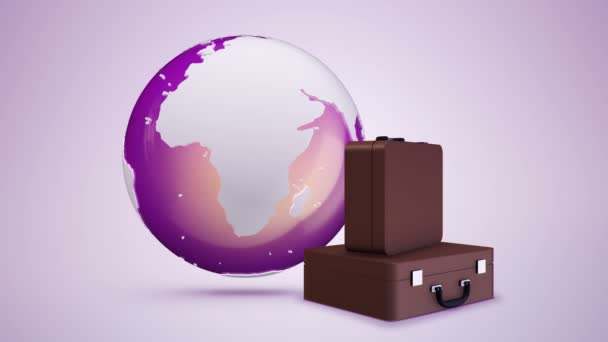 Animation Footage Luggage Globe Seamless Loop — Stock Video