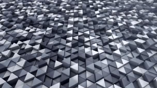 Fond Technologique Abstrait Avec Animation Mosaïque Ondulatoire Triangles Gris Animation — Video