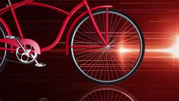 Animación Bicicleta Urbana Paseo Rápido Sobre Fondo Rojo Animación Bucle — Vídeo de stock