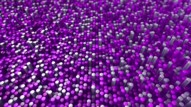 Технологический Фон Анимацией Волновой Мозаики Фиолетовых Цилиндров Анимация Бесшовного Цикла — стоковое видео