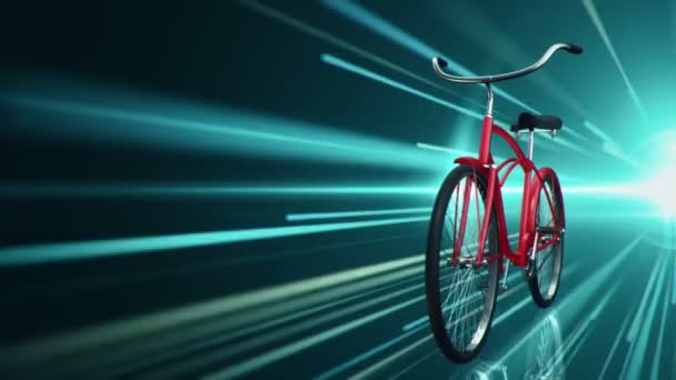 Animation Vélo Urbain Rouge Rapide Sur Fond Turquoise Animation Boucle — Video