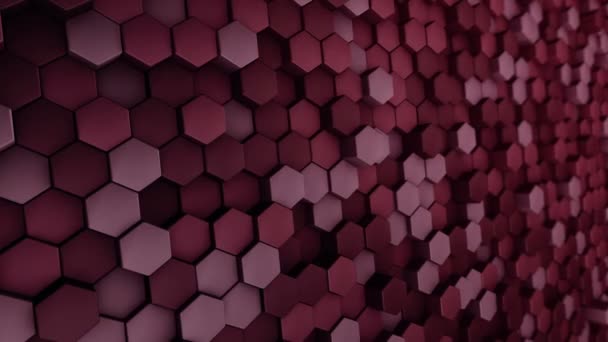 Fondo Tecnológico Abstracto Con Animación Mosaico Ondas Hexágonos Rojos Animación — Vídeo de stock