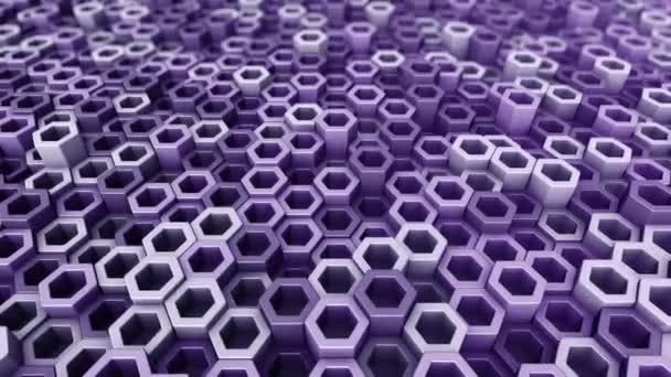 Fundo Tecnológico Abstrato Com Animação Onda Mosaico Hexágonos Roxos Animação — Vídeo de Stock