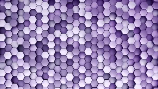Абстрактний Технологічний Фон Анімацією Хвильової Мозаїки Фіолетових Гексагонів Анімація Безшовної — стокове відео