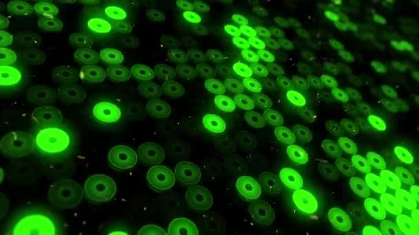 Абстрактний Фон Миготливою Підлогою Зелених Світлодіодних Ліхтарів Проекторів Анімація Безшовної — стокове відео