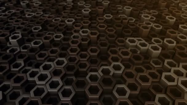 Абстрактный Технологический Фон Анимацией Волновой Мозаики Золотых Шестиугольников Анимация Бесшовного — стоковое видео