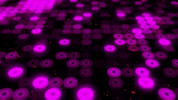 Abstracte Achtergrond Met Knipperende Vloer Van Paarse Led Lampen Projectoren — Stockvideo