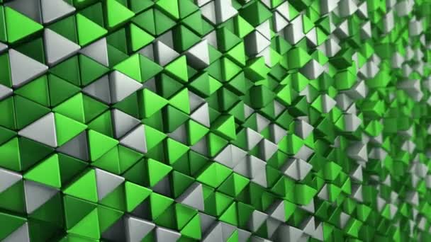 Abstrakcyjne Tło Technologiczne Animacją Fali Mozaiki Zielonych Trójkątów Animacja Pętli — Wideo stockowe