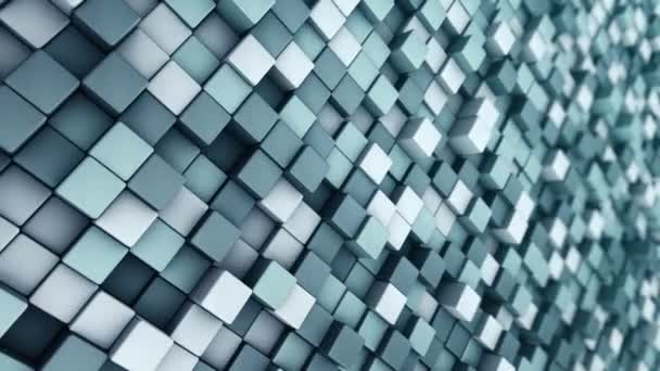 Fondo Tecnológico Con Animación Mosaico Ondas Cuadrados Turquesas Animación Bucle — Vídeo de stock