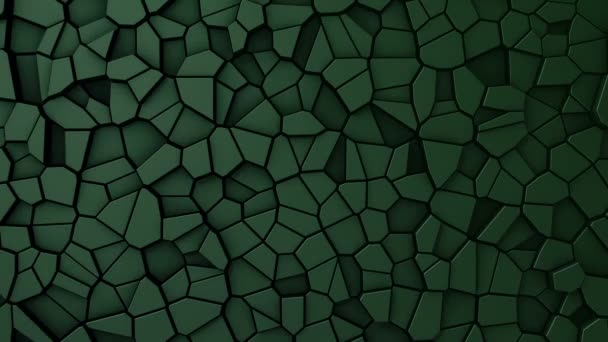 Technological Background Animation Wave Mosaic Green Polygons Animation Seamless Loop — Stock Video