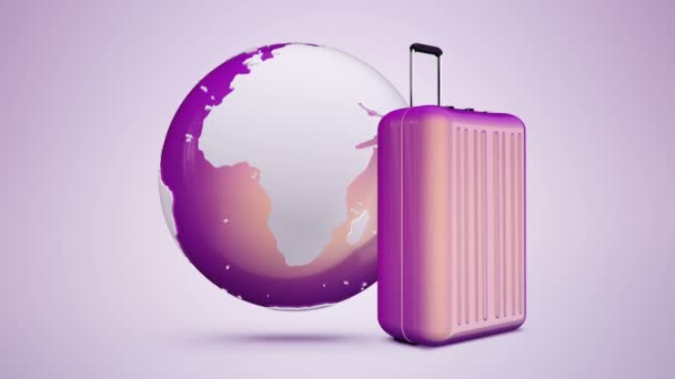 Animation Footage Luggage Globe Seamless Loop — Stock Video