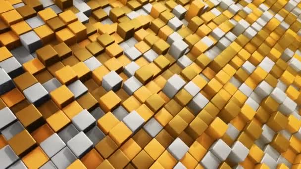 Технологічний Фон Анімацією Хвильової Мозаїки Жовтих Квадратів Анімація Безшовної Петлі — стокове відео