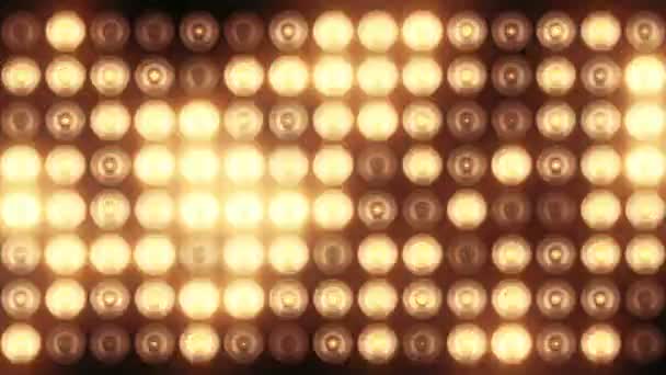 Animation Golden Flashing Light Bulbs Led Wall Animation Seamless Loop — Stock Video