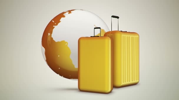 Animation Footage Luggage Globe Seamless Loop — Stock Video