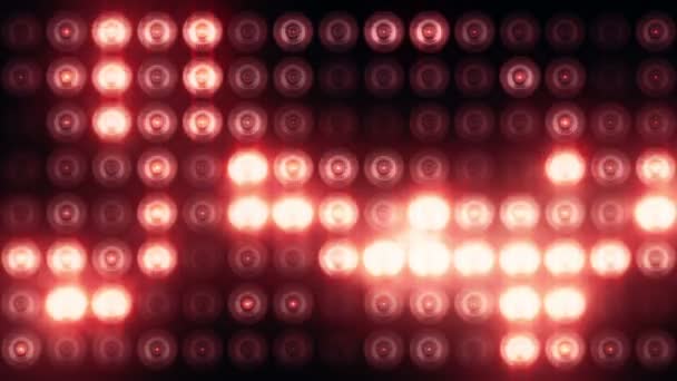 Animering Röda Blinkande Glödlampor Led Vägg Animation Sömlös Loop Scen — Stockvideo