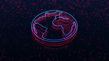 Teknoloji arka planında dünya haritasının 3 boyutlu animasyon görüntüleri, kusursuz döngü