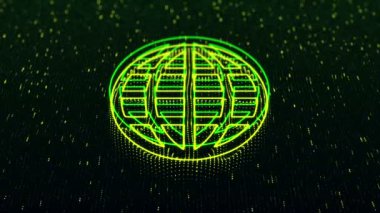 Teknoloji arka planında dünya haritasının 3 boyutlu animasyon görüntüleri, kusursuz döngü
