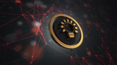 Teknoloji arka planında dönen daireli lamba simgesinin 3d animasyon görüntüleri, kusursuz döngü
