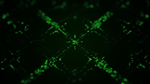 Fond technologique abstrait avec animation de points scintillants verts, Animation de boucle transparente 