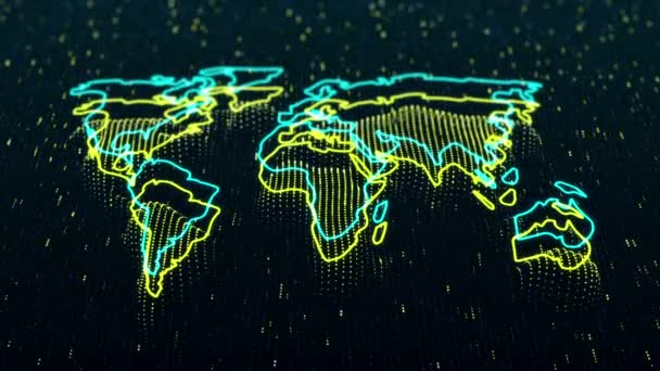 Анимации Съемки Карты Земли Технологическом Фоне Бесшовный Цикл — стоковое видео