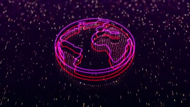 Nagranie Animacji Mapy Ziemi Tle Technologii Płynna Pętla — Wideo stockowe