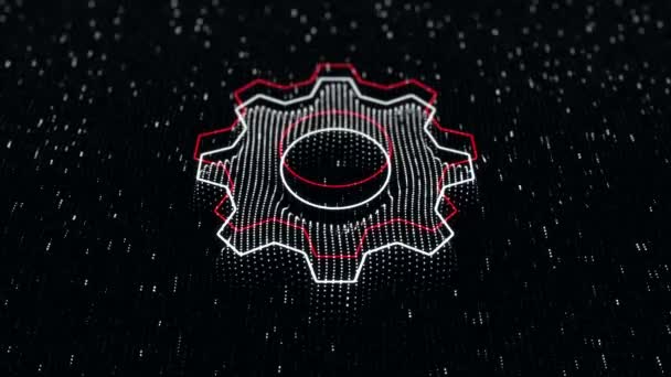 Technological Background Shiny Gear Icon Dark Background Seamless Loop — 비디오