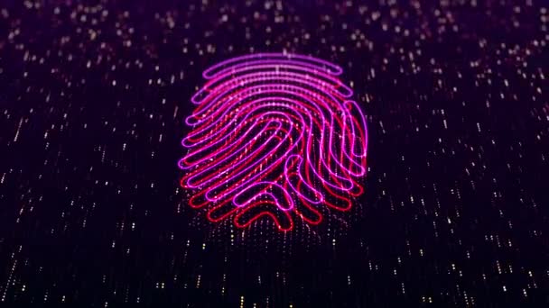 Technological Background Shiny Finger Print Icon Dark Background Seamless Loop — Stock Video