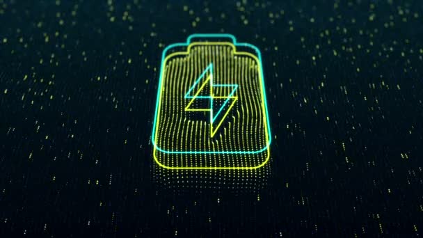 Fundo Tecnológico Com Ícone Bateria Brilhante Fundo Escuro Loop Sem — Vídeo de Stock