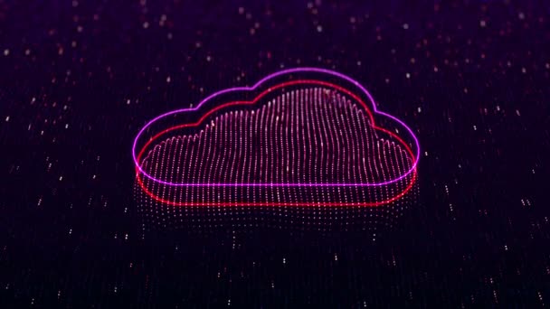 Fondo Tecnológico Con Brillante Icono Nube Sobre Fondo Oscuro Lazo — Vídeos de Stock