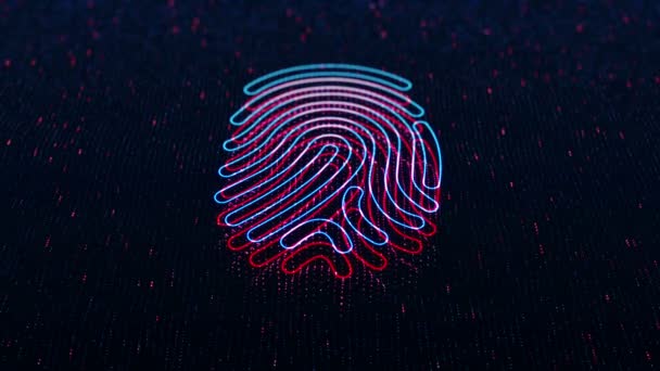 Technological Background Shiny Finger Print Icon Dark Background Seamless Loop — Stock Video