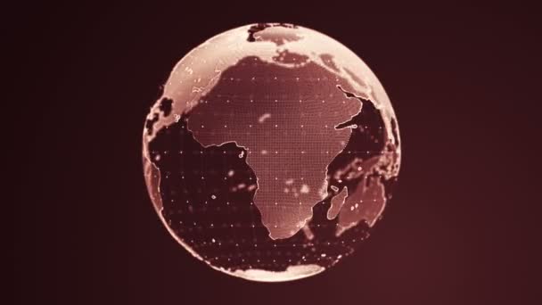 Abstract Dark Red Background Rotation Earth Globe Glass Animation Seamless — Stock Video