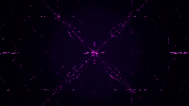 Fond technologique abstrait avec animation de points scintillants violets, Animation de boucle transparente 