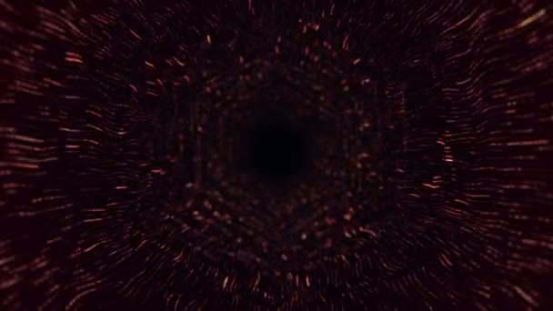 从红条纹和闪烁粒子进入隧道动画作为数据传输 无缝环路动画的技术背景 — 图库视频影像