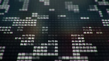 Bilgisayar ekranında farklı yapılandırmalarda beyaz ikili kodu temsil eden teknolojik arkaplan, kusursuz döngünün animasyonu