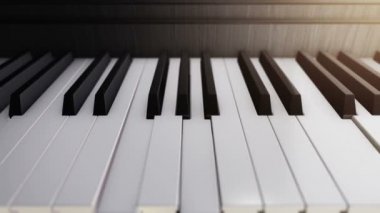 Piyano tuşlarına basılı piyano çalma animasyonuyla arka plan, sorunsuz döngünün animasyonu 