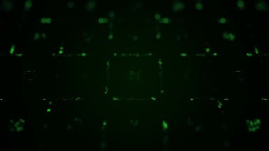 Yeşil noktaların animasyonuyla soyut teknoloji arka planı, kusursuz döngünün animasyonu