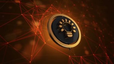 Teknoloji arka planında dönen daireli lamba simgesinin 3d animasyon görüntüleri, kusursuz döngü