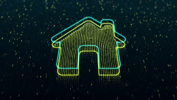 Technological Background Shiny Home Icon Dark Background Seamless Loop — Stock Video