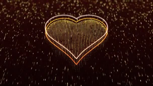 Karanlık Arka Planda Parlak Kalp Simgesi Olan Teknolojik Altyapı Kusursuz — Stok video