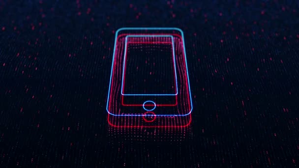 Fundo Tecnológico Com Ícone Smartphone Brilhante Fundo Escuro Loop Sem — Vídeo de Stock