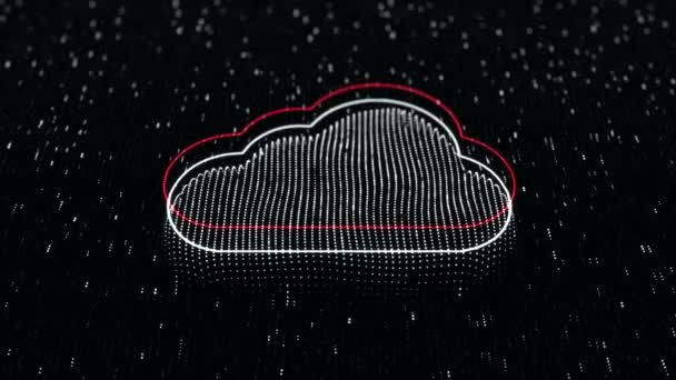 Technological Background Shiny Cloud Icon Dark Background Seamless Loop — 비디오